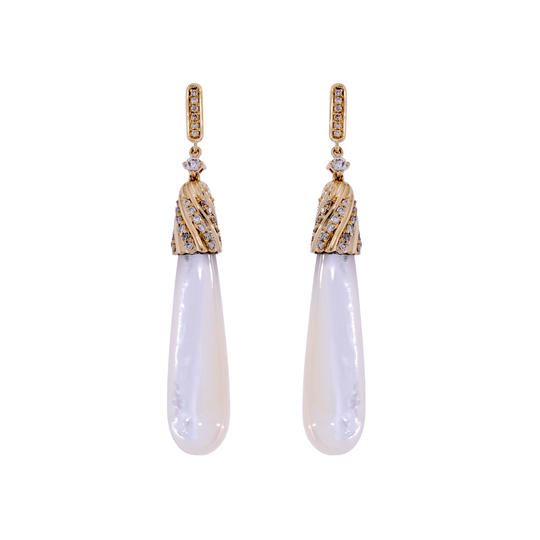 Diamond Pearl Drop Earrings