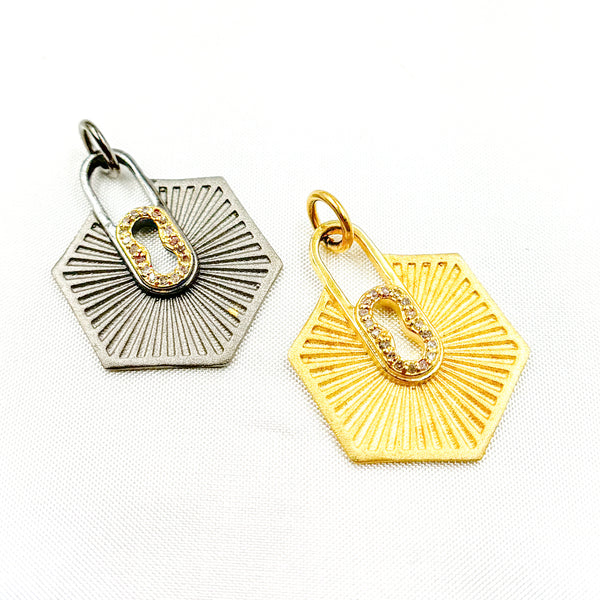 Diamond Sterling Silver Lock Pendants