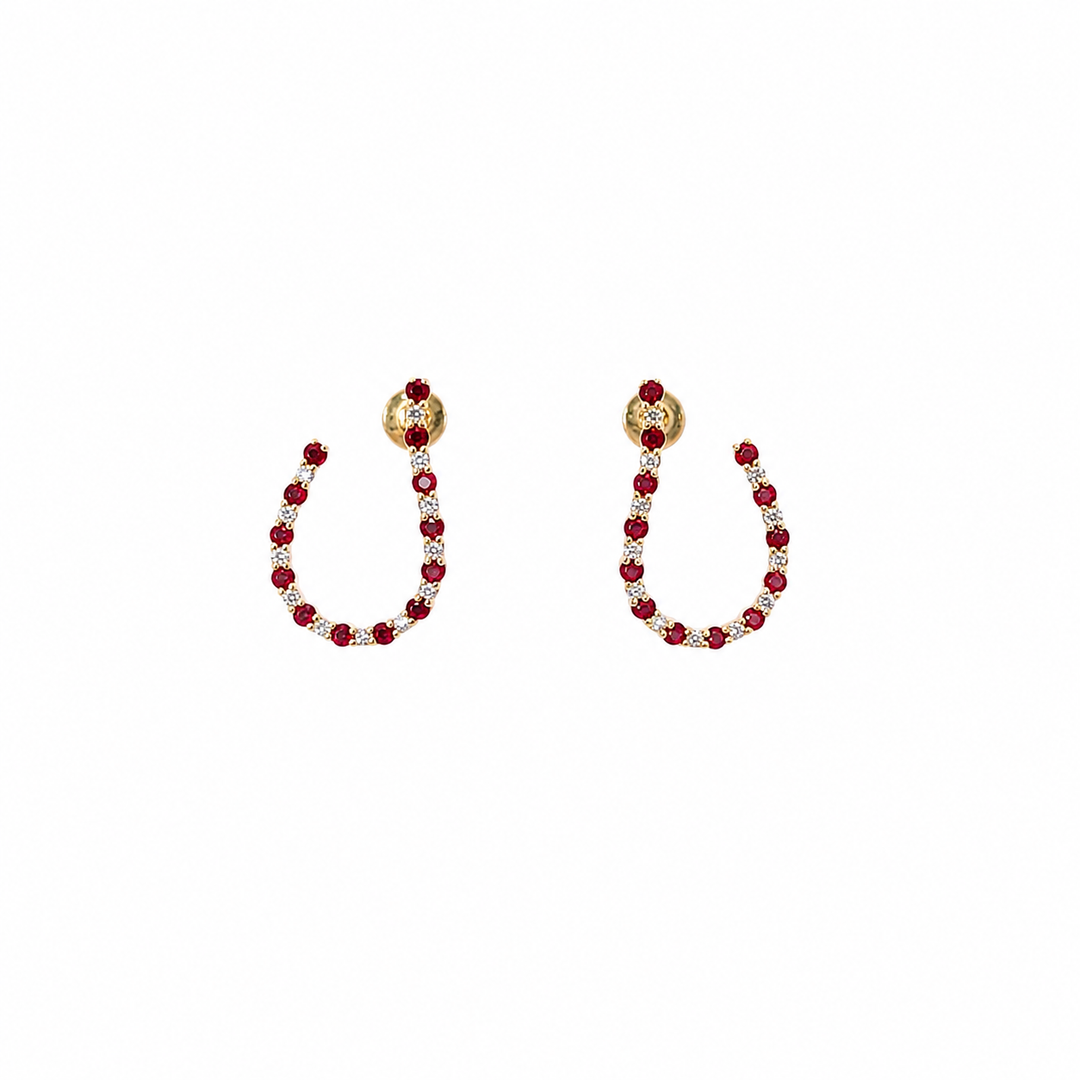 ER417873. 14k Solid Gold Diamond and Gemstone Fancy Earrings