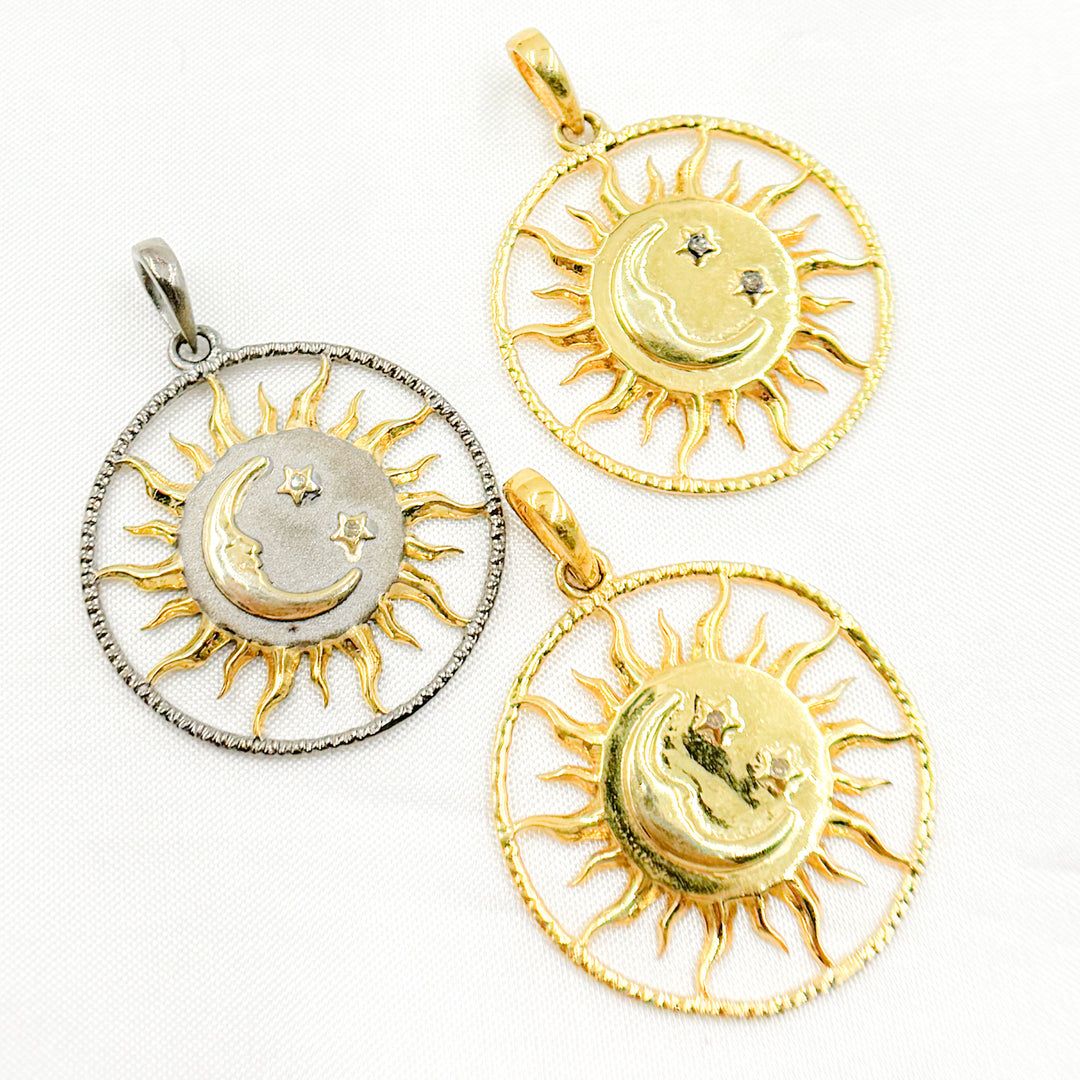DP689. Diamond Sterling Silver Sun Pendant