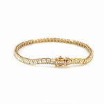 Load image into Gallery viewer, BR406996. 14K Solid Gold Natural Diamond Baguette Tennis Bracelet