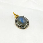 Load image into Gallery viewer, DSP049. Diamond &amp; Sterling Silver Oval Charm with Gemstone
