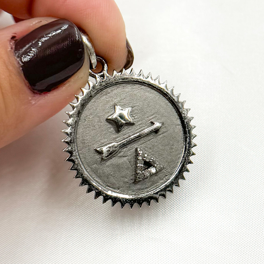 DP426. Diamond Sterling Silver Round Arrow Pendant