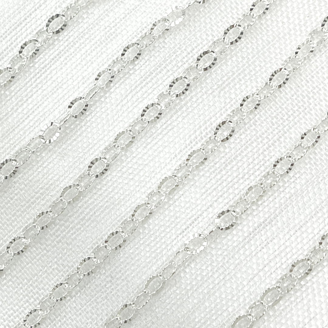V187SS. Sterling Silver Hammered Oval Link Chain