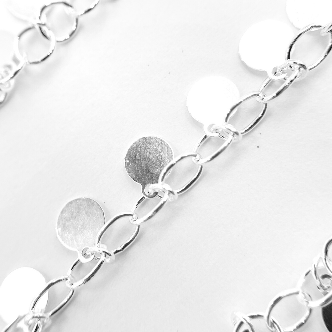 925 Sterling Silver Dangle Disc Chain. V73SS