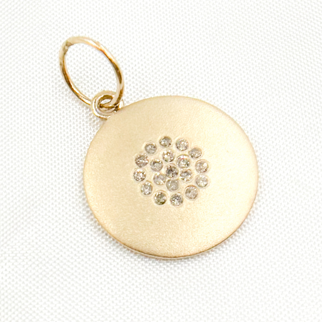 GDP111. 14K Solid Gold Diamond Round Charm