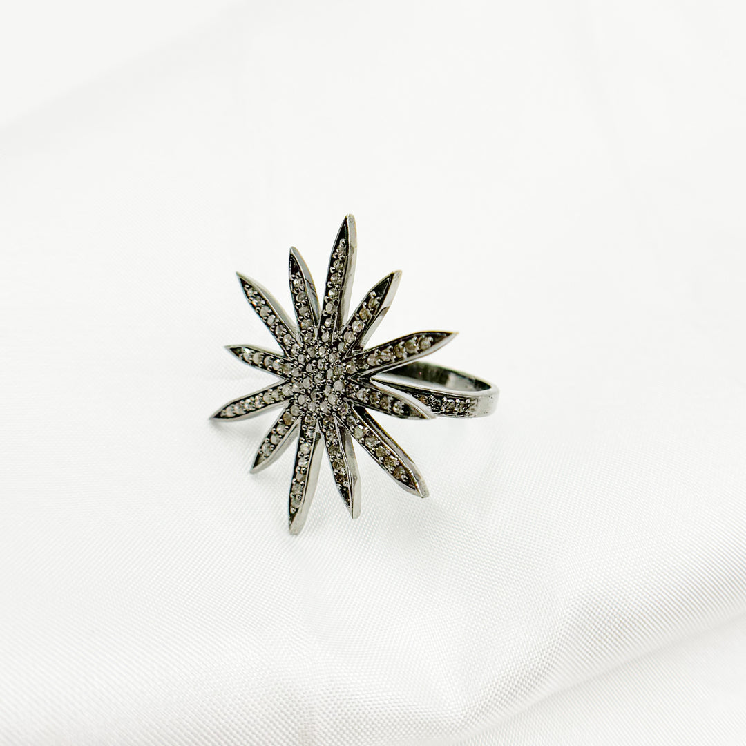 DR023. Diamond Sterling Silver Star Ring