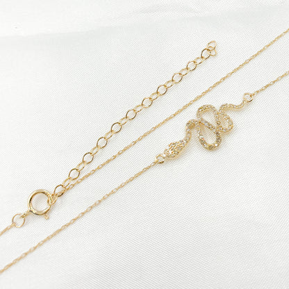 NFE71043. 14k Solid Gold Diamond Snake Necklace
