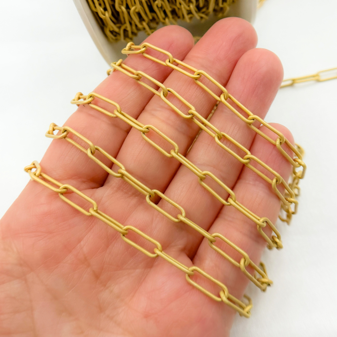 Gold Plated Matt 925 Sterling Silver Paperclip ChainS