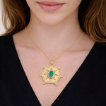 Load image into Gallery viewer, GDP649. 14K Solid Gold Diamond Hexagon Shape Charm With Gemstone in the Center