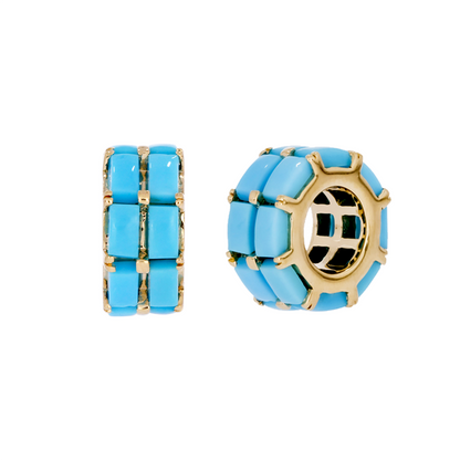 CMZ00140. 14K Solid Gold Baguette Shape Natural Gemstone Slider