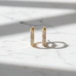 Load image into Gallery viewer, EHC57402. 14K Solid Yellow Gold Diamond Hoop Earrings