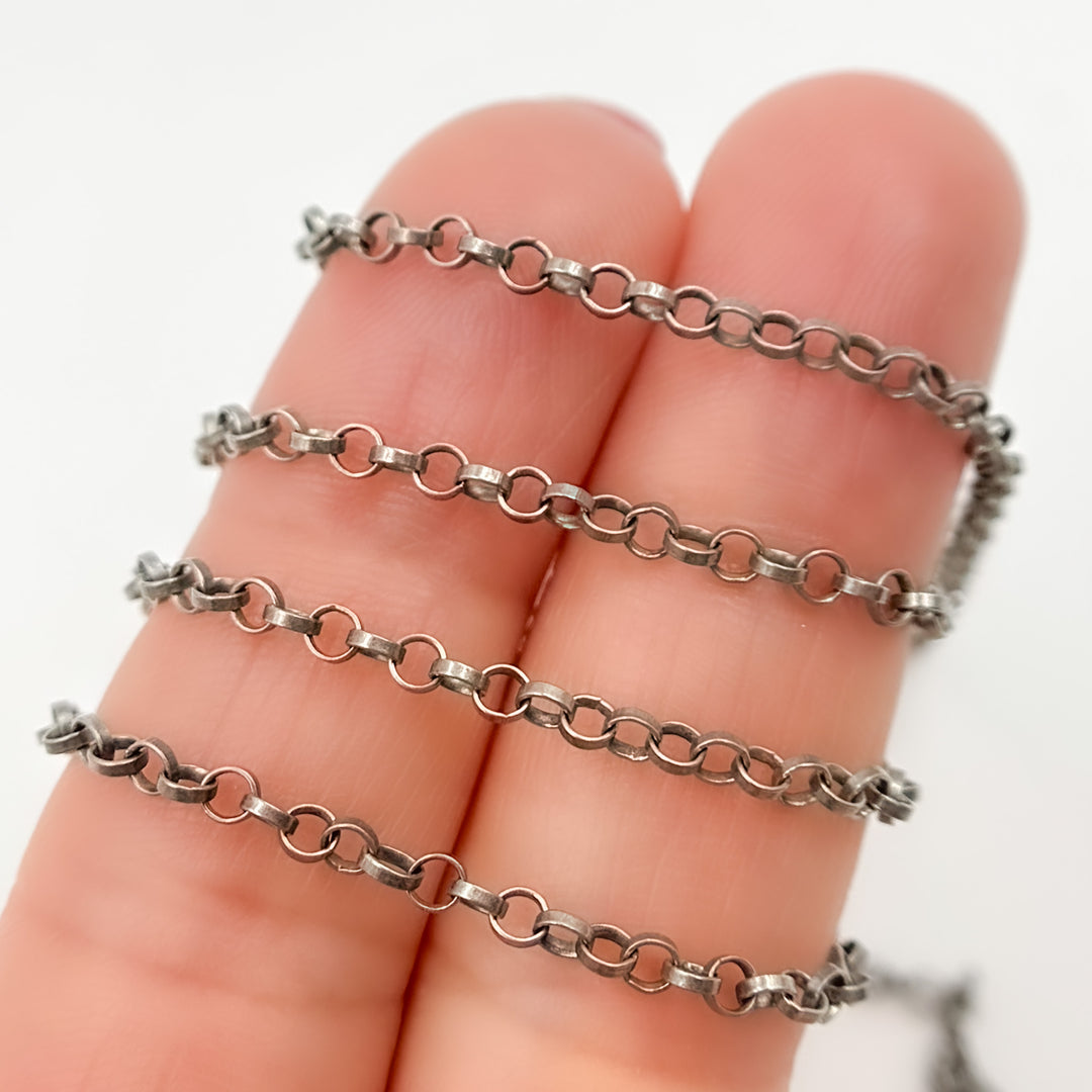 977OX. Oxidized Sterling Silver Rolo Chain