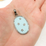 Load image into Gallery viewer, DP527A. Diamond Sterling Silver Oval Enamel Pendant
