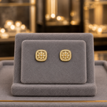 Load image into Gallery viewer, EFB50898. 14K Solid Gold and Diamonds Square Flower Earrings