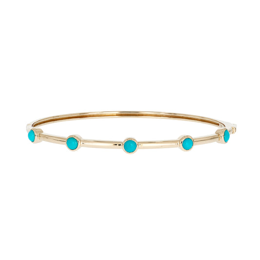 BNZ68414. 14K Solid Yellow Gold and Gemstone Bangle