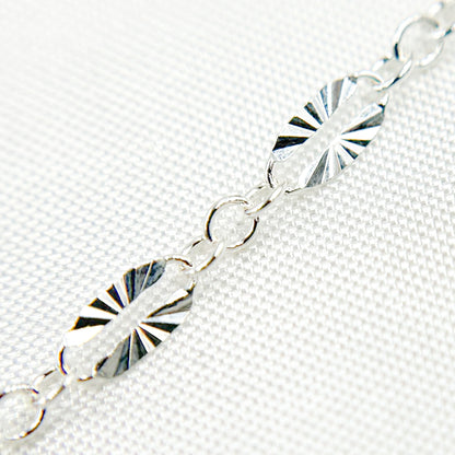 163SBSFSS. Sterling Silver Diamond Cut Marina Link Chain