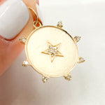 Load image into Gallery viewer, GDP194. 14K Solid Gold Diamond Round Star Charm
