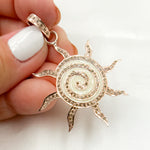 Load image into Gallery viewer, DP378A. Diamond Sterling Silver Sun Enamel Pendant
