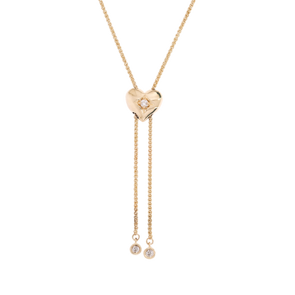 NFB71826. 14K Solid Gold Diamond and Gemstone Heart Necklace