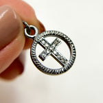 Load image into Gallery viewer, DC328. Diamond Sterling Silver Round Cross Charm
