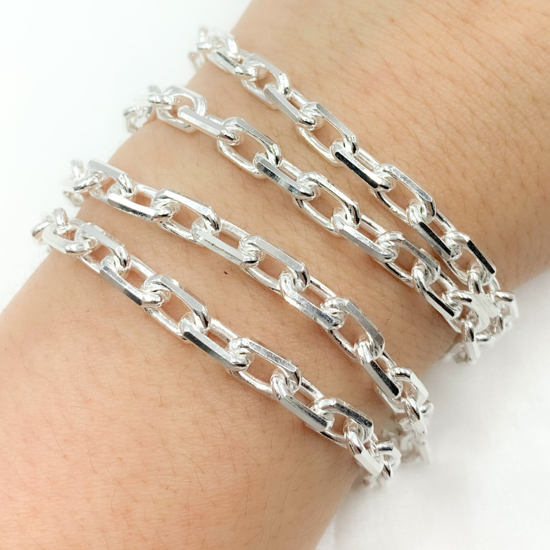 925 Sterling Silver Diamond Cut Oval Link Chain. Z102SS