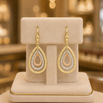 Load image into Gallery viewer, GER113. 14K Solid Gold Dangle Earring with Tri - Color Diamond Cut Drops.