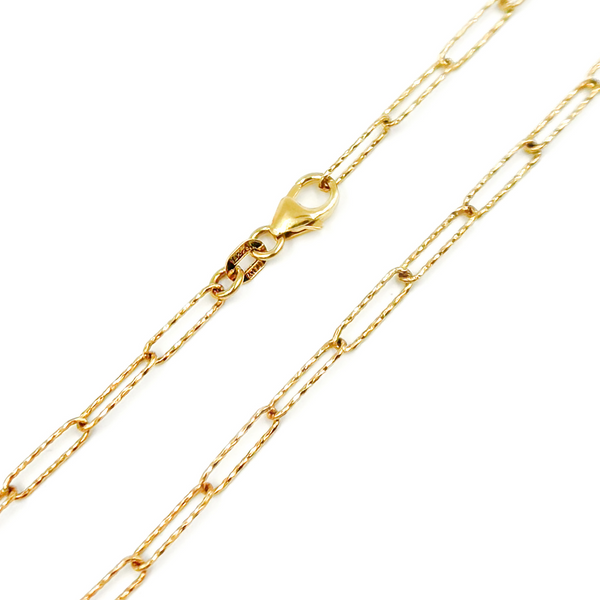 14K Solid Gold Hammered Paperclip Chain