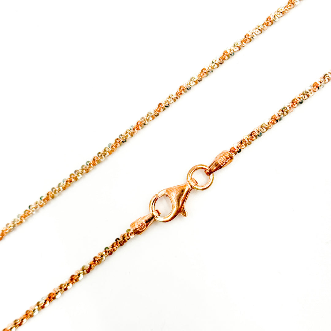 MAR30RGP. Sterling Silver Rose Gold Plated Popcorn Necklace
