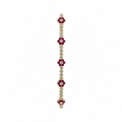 BR402699. 14k Solid Gold Diamond and Gemstone Fancy Flower Bracelet