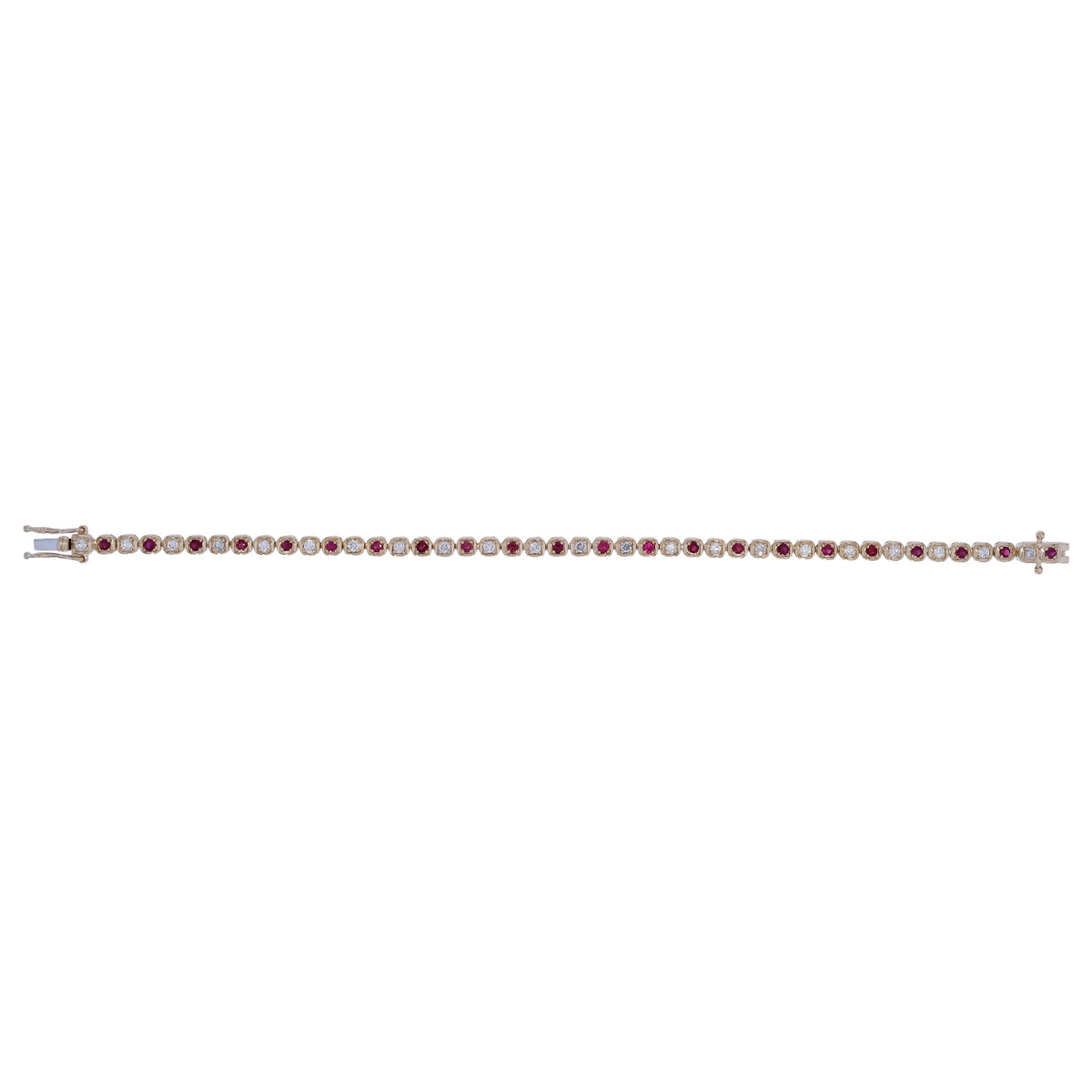 BFK60977RU. 14K Solid Gold Diamond and Ruby Bracelet