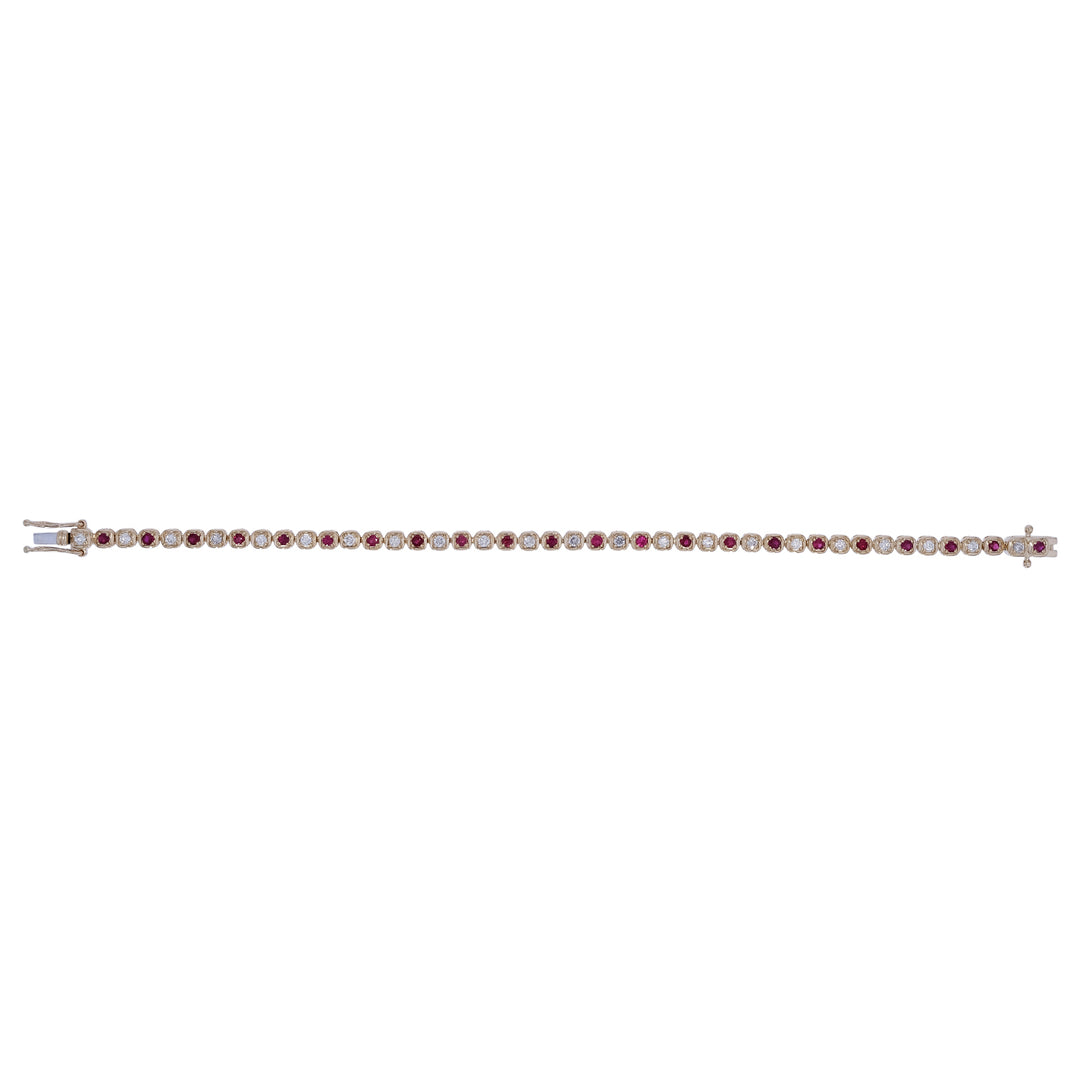 BFK60977RU. 14K Solid Gold Diamond and Ruby Bracelet