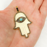 Load image into Gallery viewer, DP519A. Diamond Sterling Silver Hamsa Pendant with Gemstone
