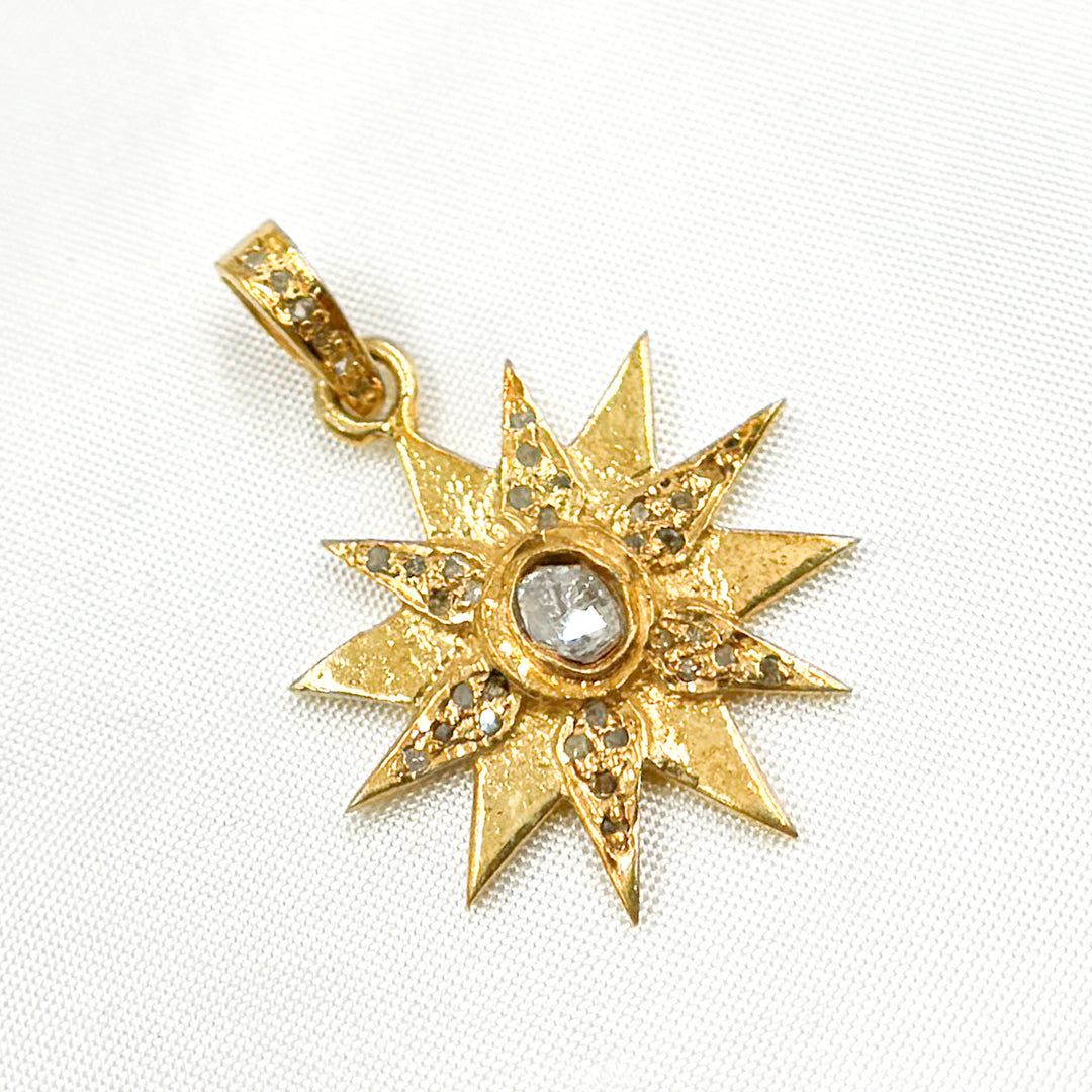 DP279. Diamond Silver Star Pendant with Polki Diamond