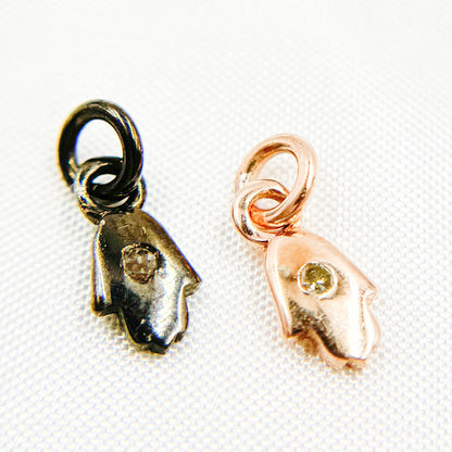 DC130. Diamond Sterling Silver Hamsa Charm