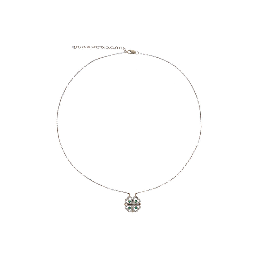 NFG72911EM. 14k Solid Gold Diamond and Emerald Fancy Necklace