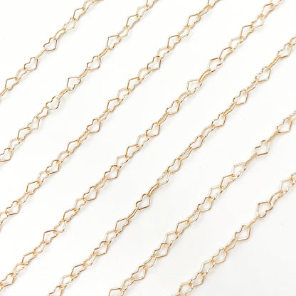 Yellow Solid Gold Heart Link Chain