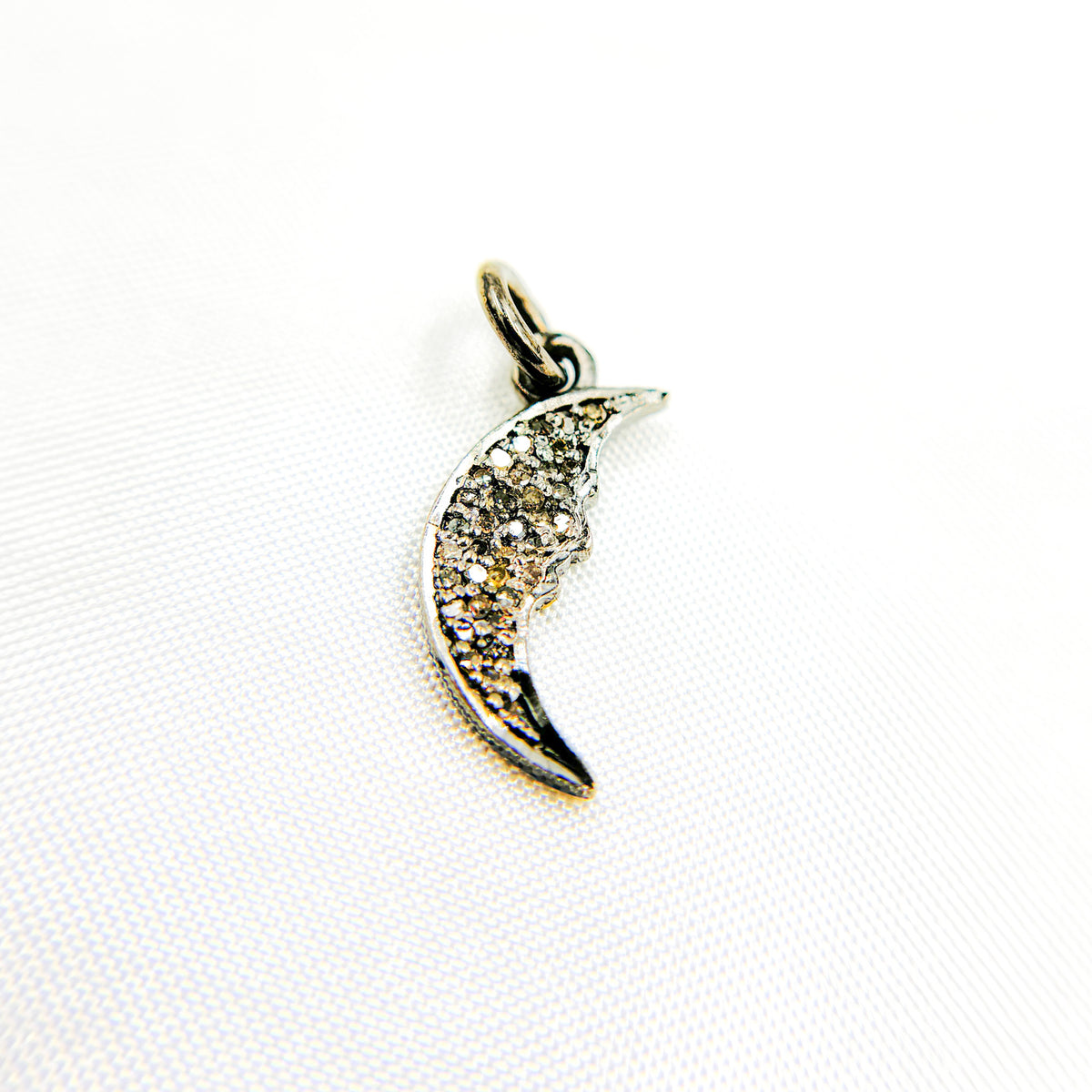 Diamond Sterling Silver Moon Charm