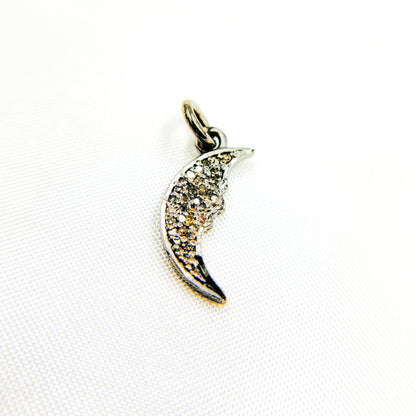Diamond Sterling Silver Moon Charm