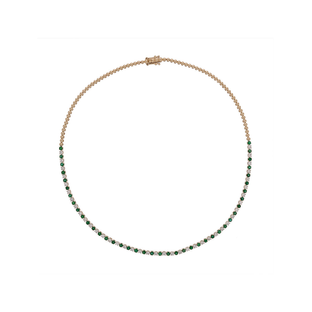 NFQ72599. 14K Solid Gold Diamond and Gemstone Fancy Necklace