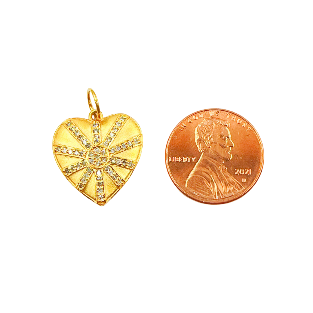 14K Solid Gold Heart Pendant with Diamonds. GDP127