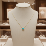 Load image into Gallery viewer, NT407129. 14K Solid Gold Octagon Turquoise Fancy Tiny Necklace
