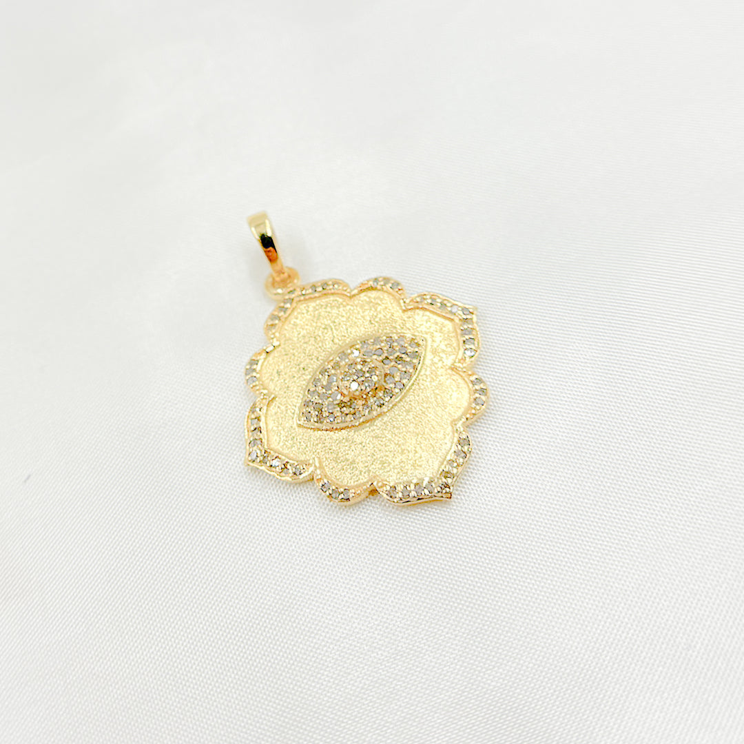 DP297. Diamond Silver Eye Flower Pendant