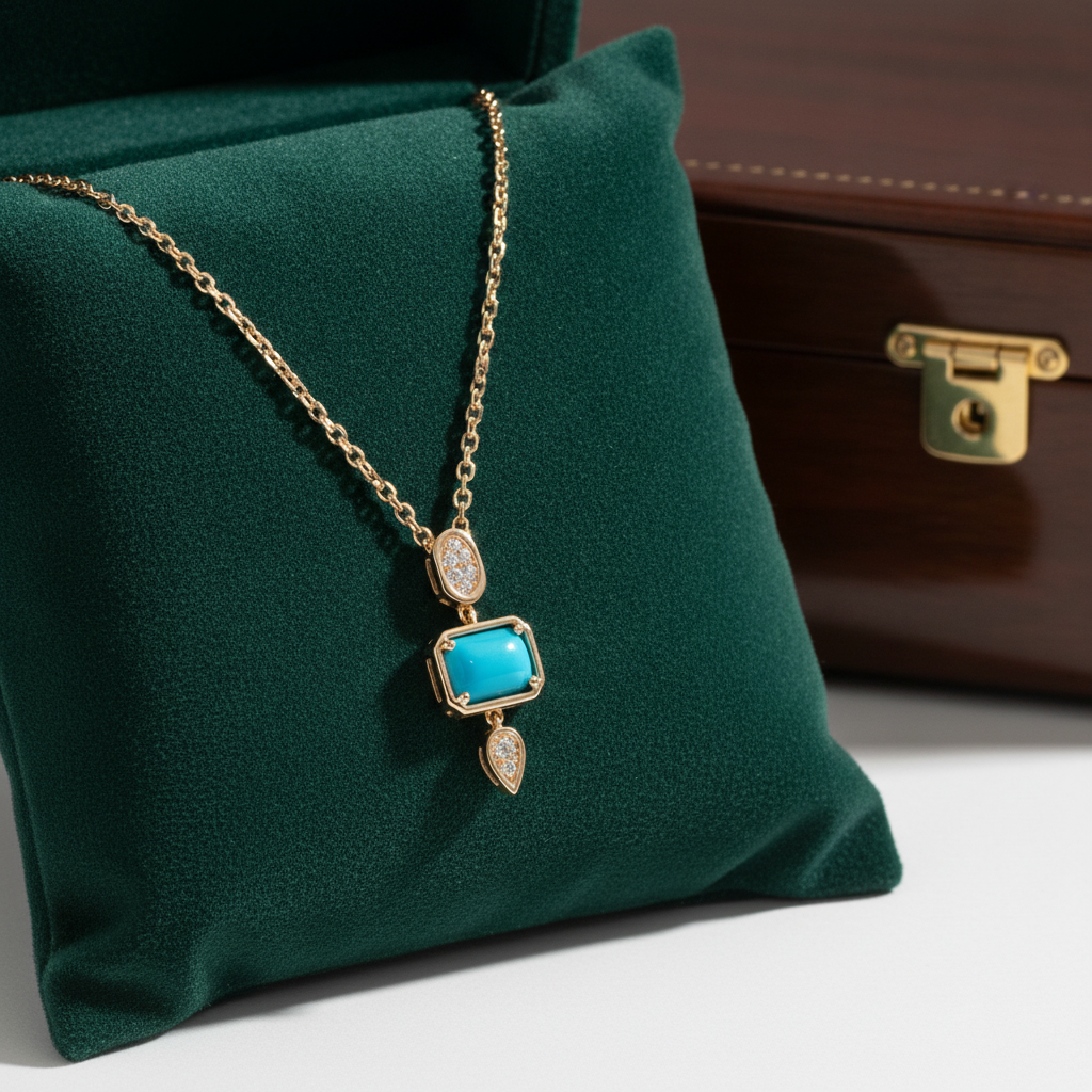 CP97495. 14K Solid Gold Diamond and Gemstone Geometric Pendant