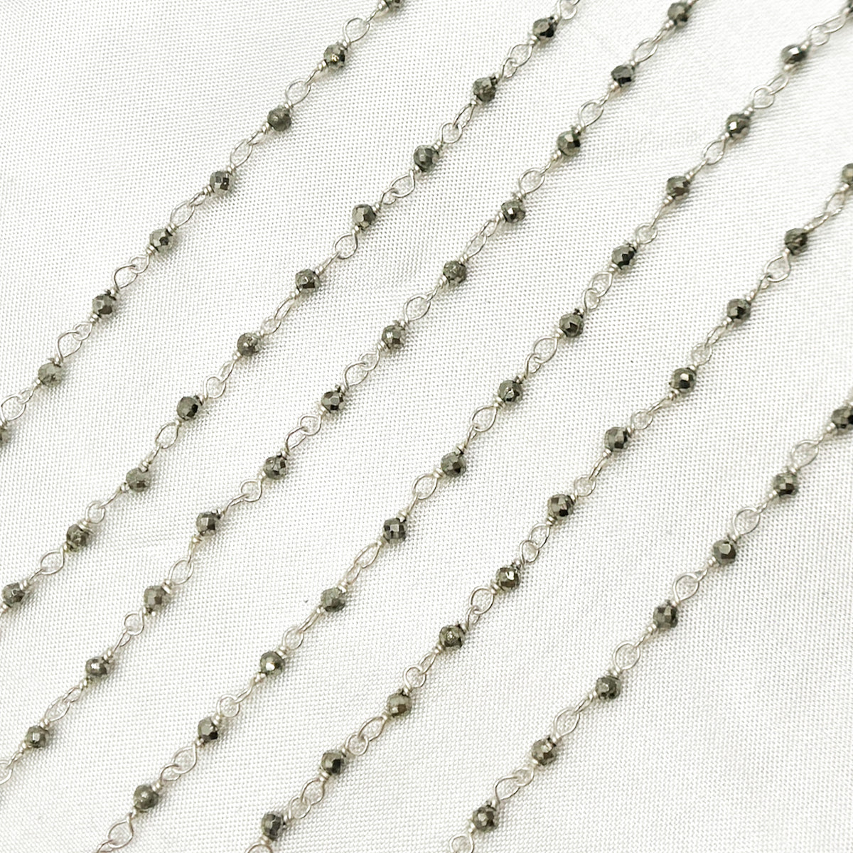 PYR71. Pyrite 925 Sterling Silver Wire Chain