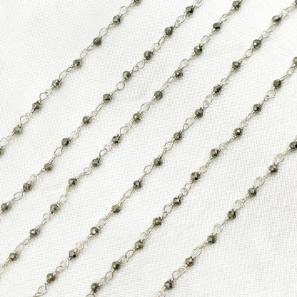 PYR71. Pyrite 925 Sterling Silver Wire Chain