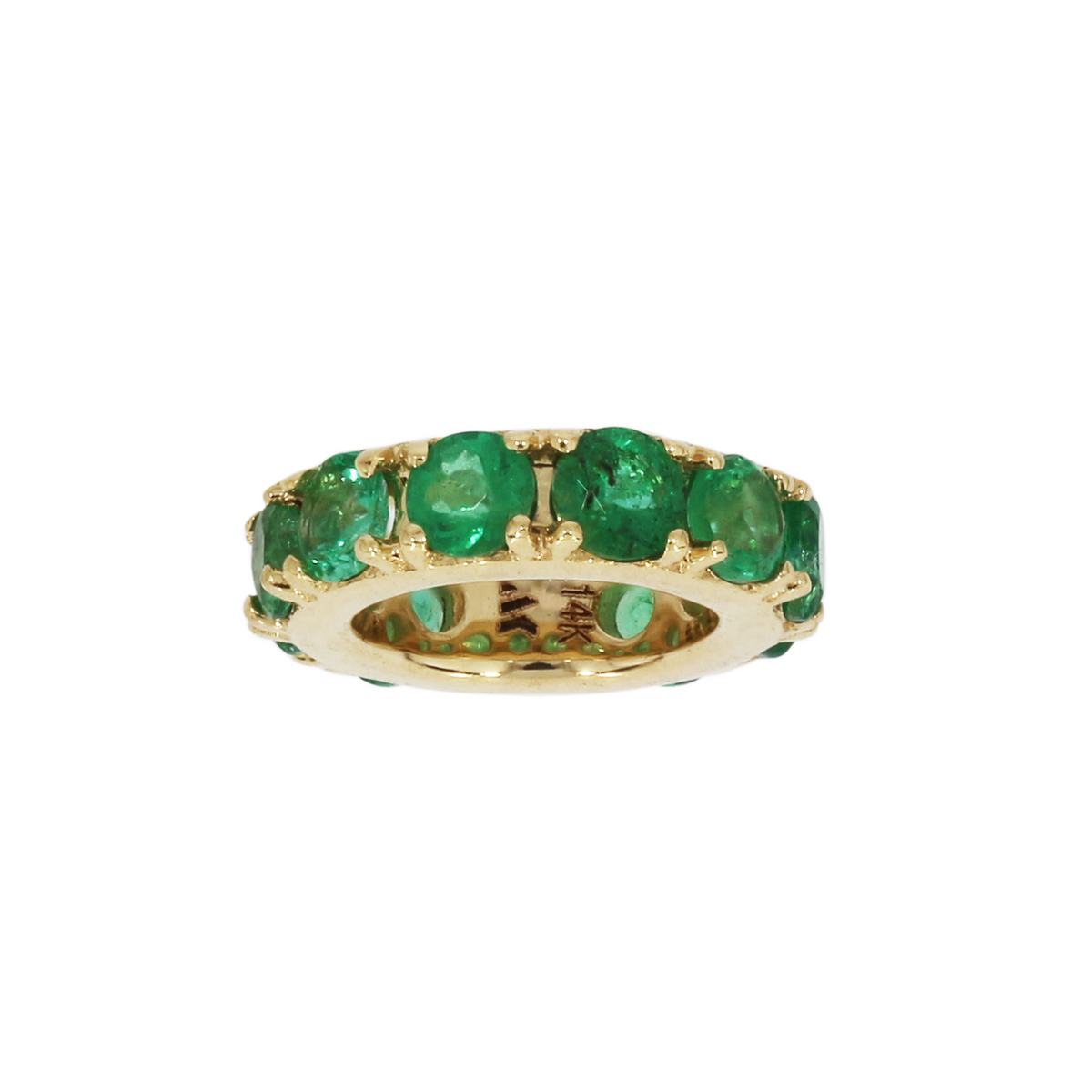 14K Solid Gold Gemstone Round Ring