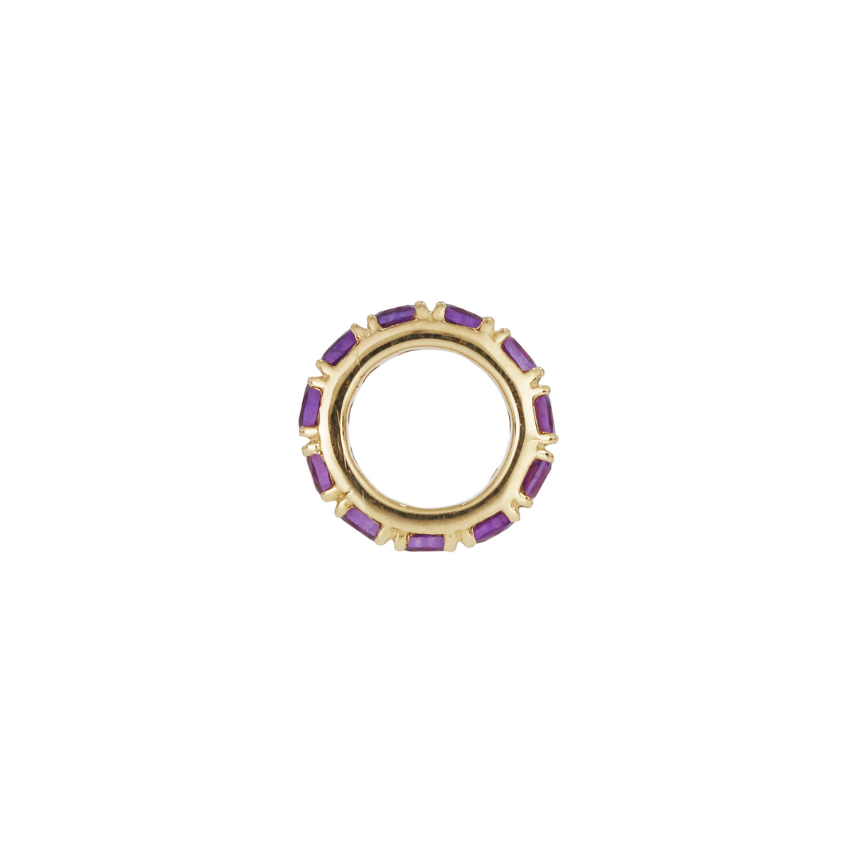 14K Solid Gold Gemstone Round Ring Sliders