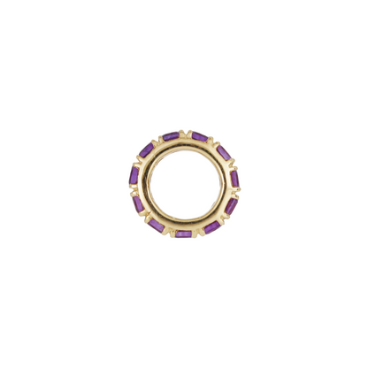 14K Solid Gold Gemstone Round Ring Sliders