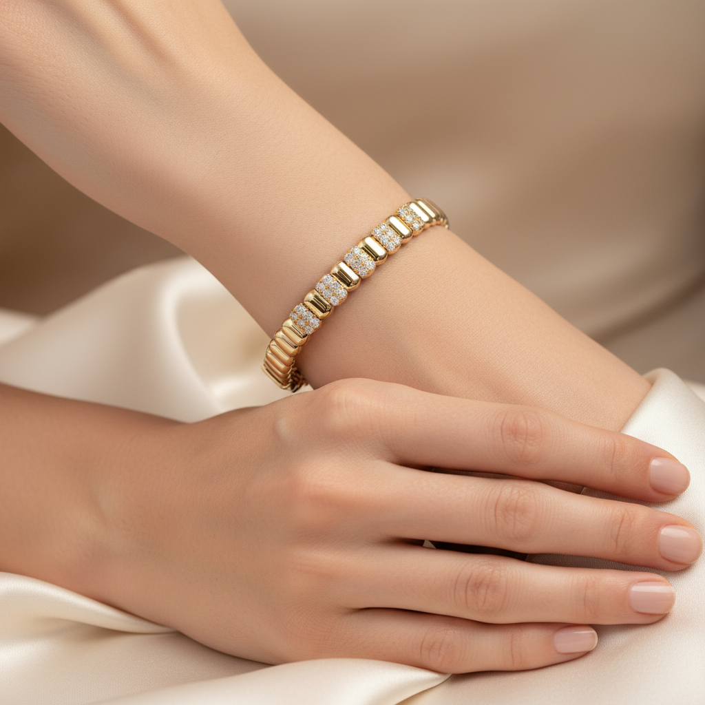 BNL68516. 14K Solid Gold Diamond Bangle